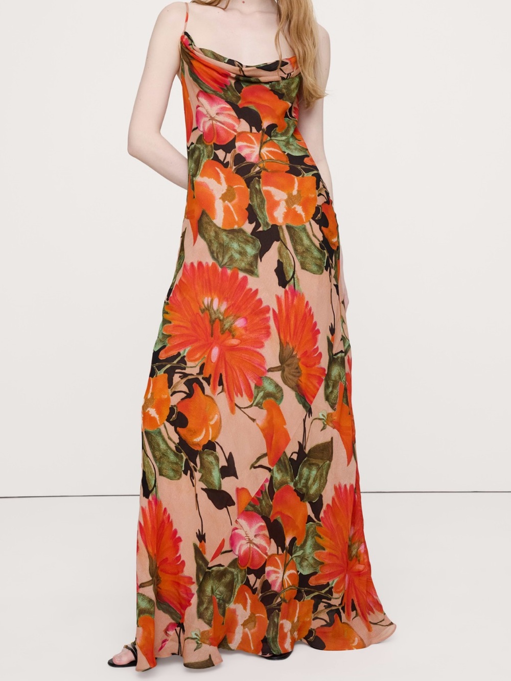 Bias-Cut Georgette Slip Maxi Dress